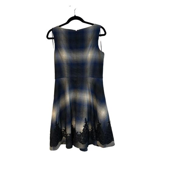 Milly Size 6 Plaid Flannel Fit & Flare Lace Trim Dress EUC Dark Romantic - Picture 3 of 8